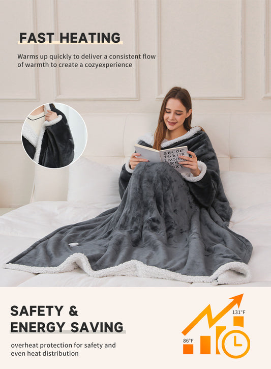 ModoHome™ Heated Wearable Blanket with Sleeves & Foot Pocket
