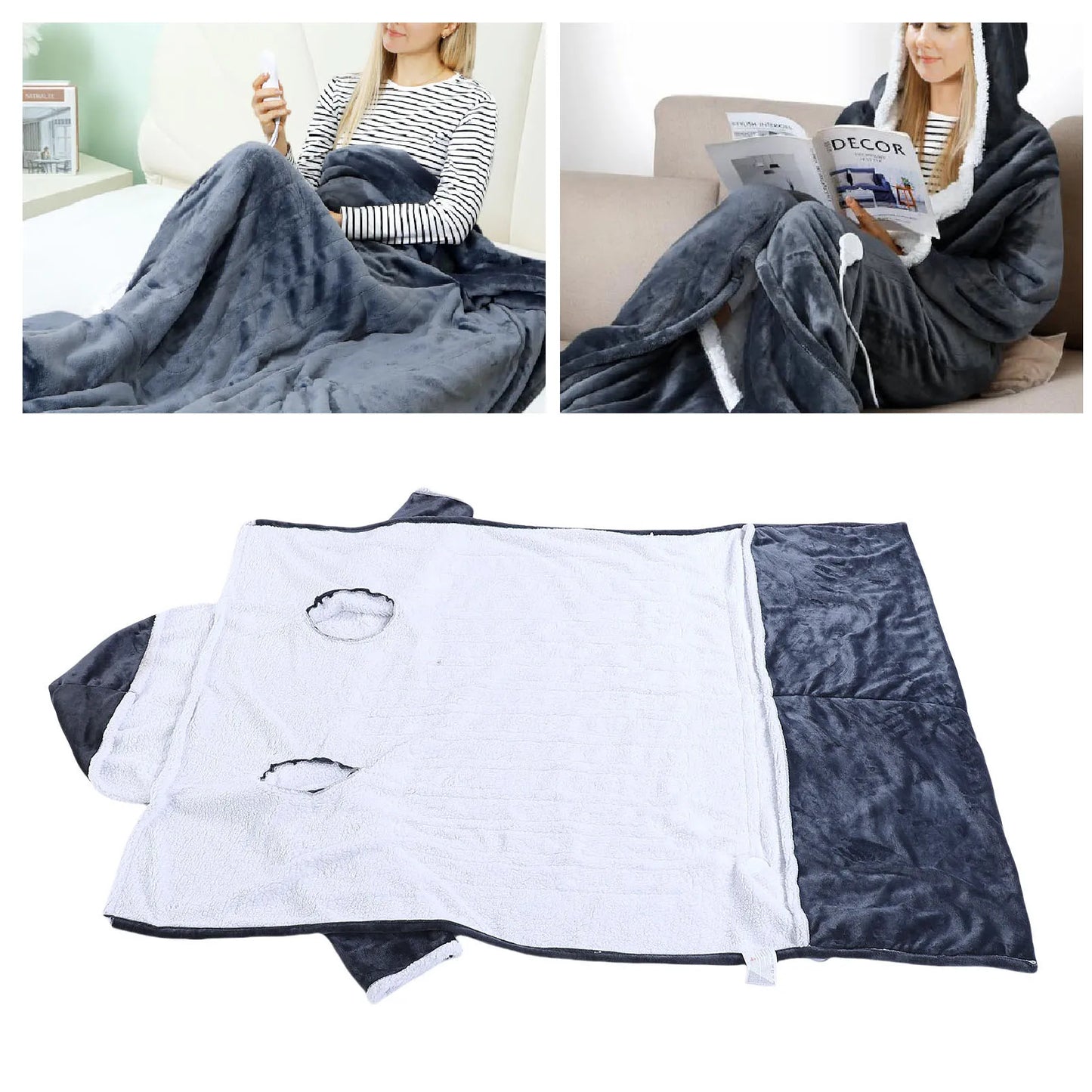 ModoHome™ Heated Wearable Blanket with Sleeves & Foot Pocket