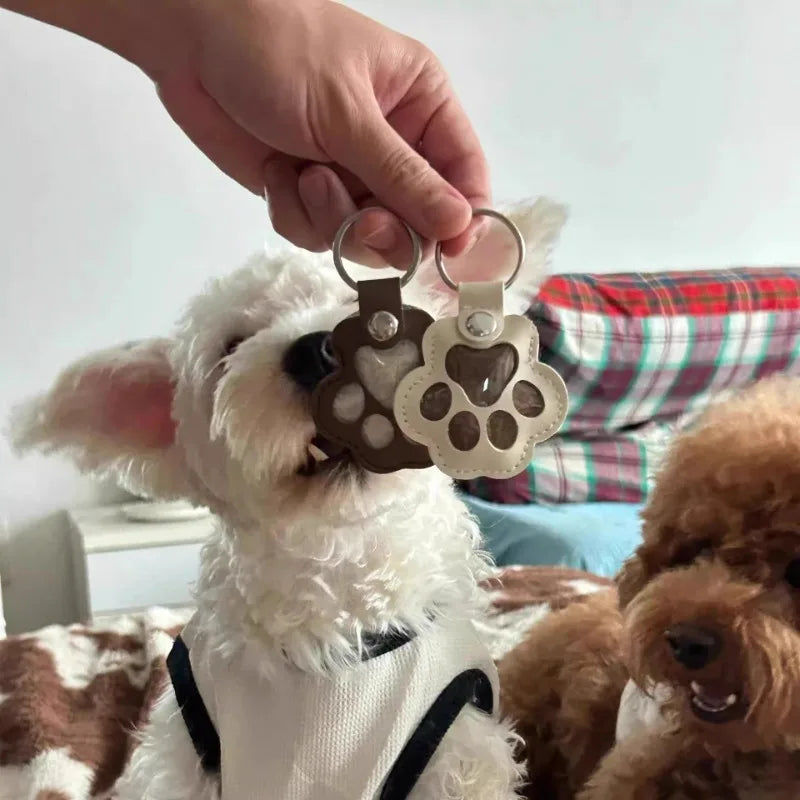 ModoHome™ Pet Hair Memorial Keychain – PU Leather Keepsake Paw Locket