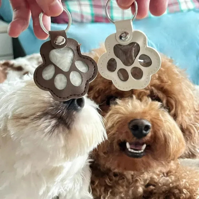 ModoHome™ Pet Hair Memorial Keychain – PU Leather Keepsake Paw Locket