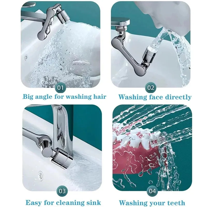 ModoHome™ 1080° Rotatable Faucet Extender – Splash Filter & Multi-Angle Sink Aerator