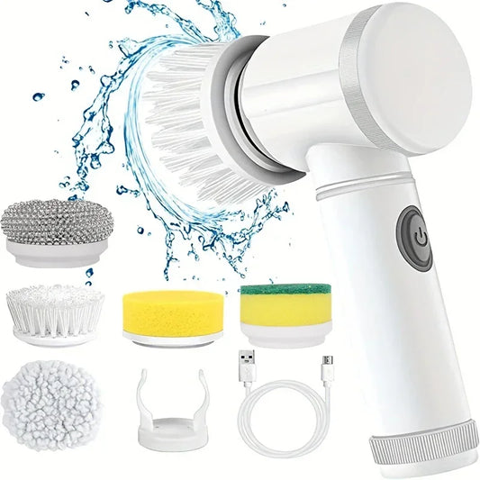 ModoHome™ TD Electric Spin Scrubber – Cordless Bathroom & Kitchen Power Cleaning Brush with 5 Replaceable Heads