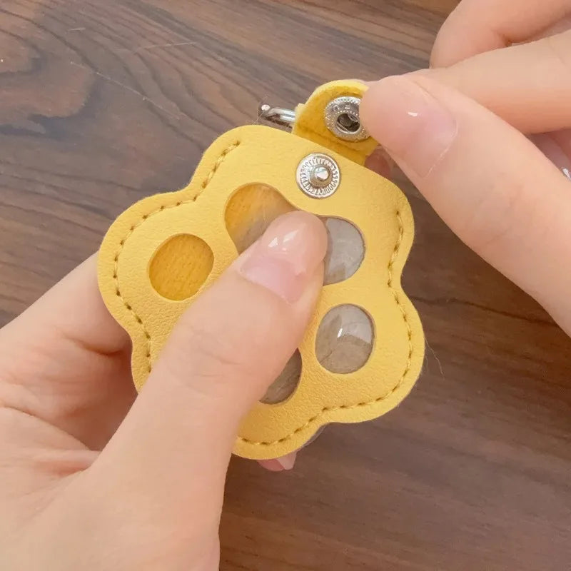 ModoHome™ Pet Hair Memorial Keychain – PU Leather Keepsake Paw Locket