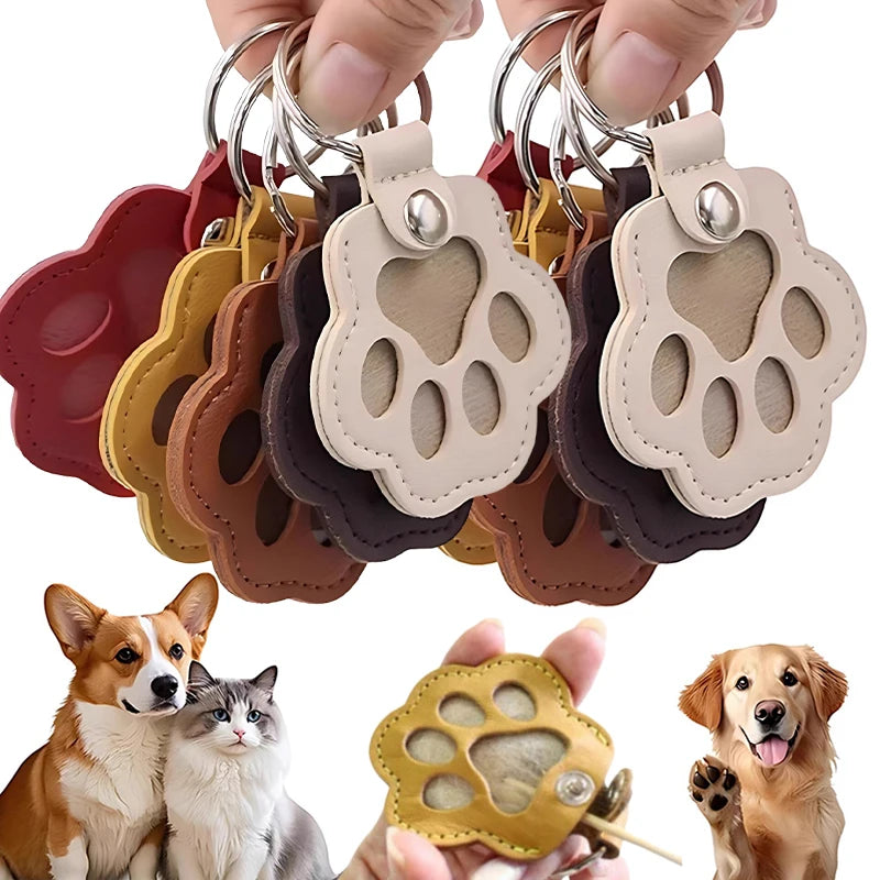 ModoHome™ Pet Hair Memorial Keychain – PU Leather Keepsake Paw Locket