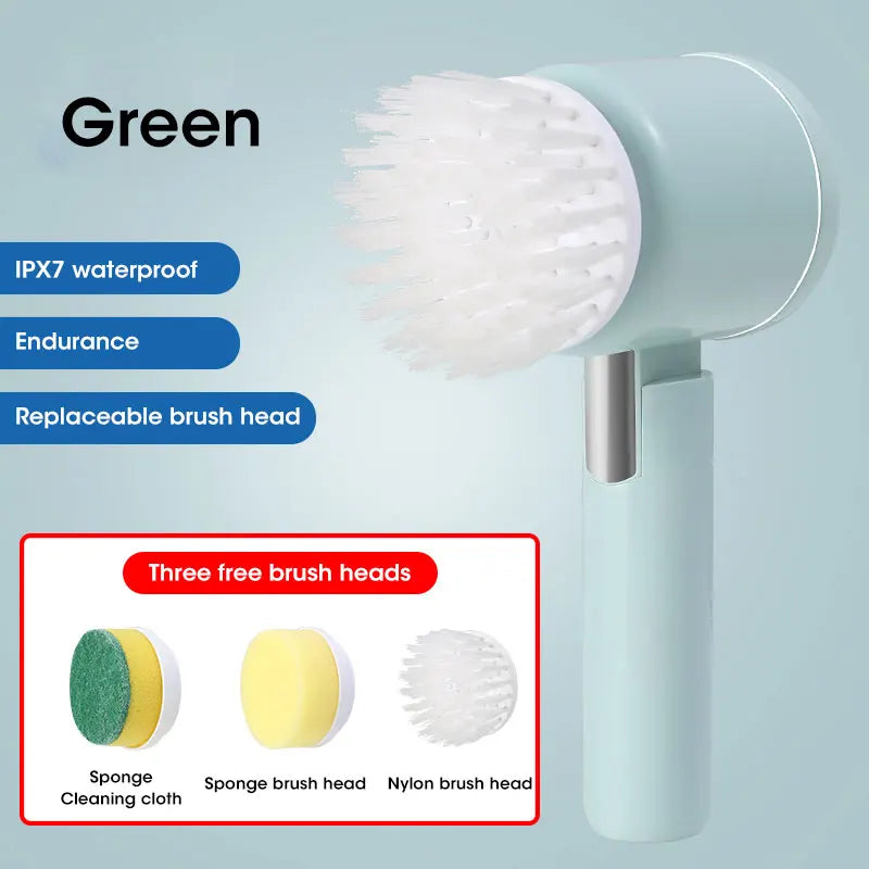 ModoHome™ TD Electric Spin Scrubber – Cordless Bathroom & Kitchen Power Cleaning Brush with 5 Replaceable Heads