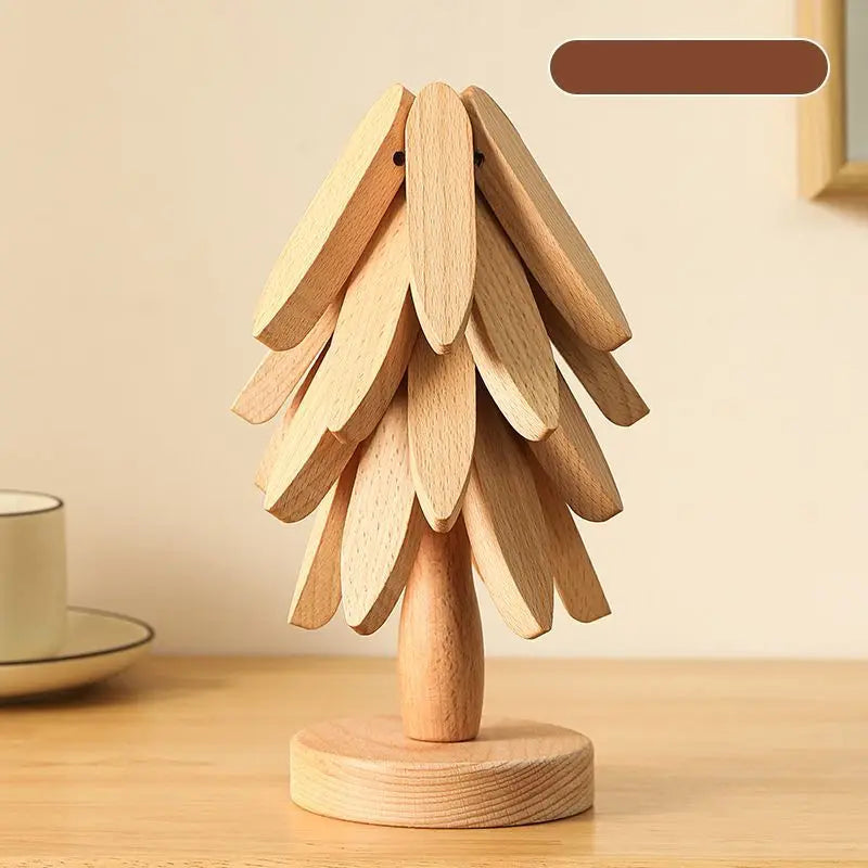 ModoHome™ 4-Piece Bamboo Tree Trivets – Heat-Resistant Decorative Table Stands