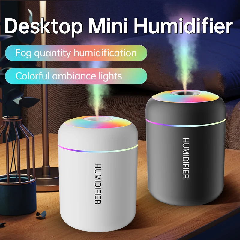 ModoHome™ 180ML Mini Air Humidifier – USB Portable Aroma Diffuser with LED Ambient Light