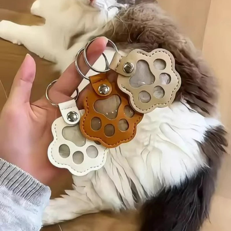 ModoHome™ Pet Hair Memorial Keychain – PU Leather Keepsake Paw Locket