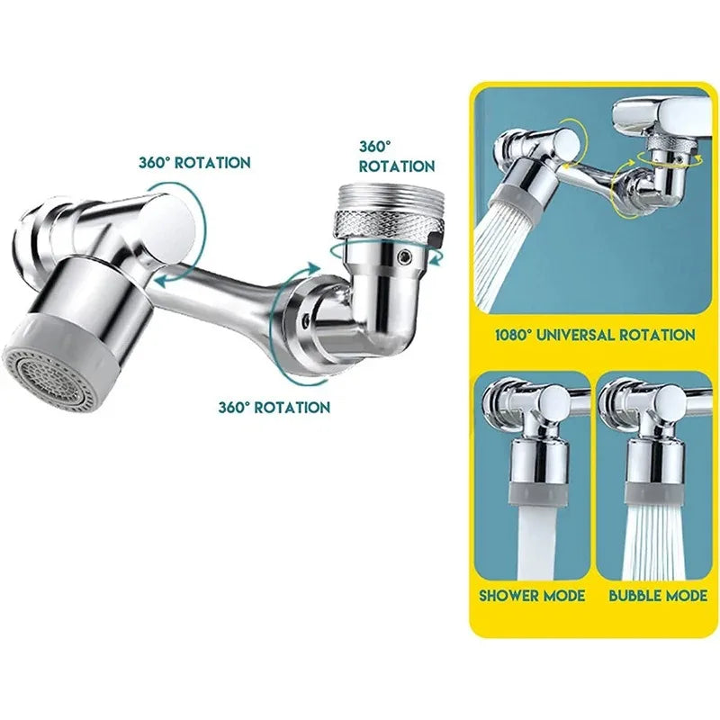 ModoHome™ 1080° Rotatable Faucet Extender – Splash Filter & Multi-Angle Sink Aerator